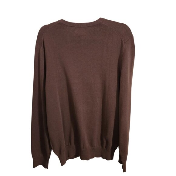 Lands' End Chocolate Brown Supima Cotton 2023 Classic V Neck Sweater Size M - Picture 2 of 7